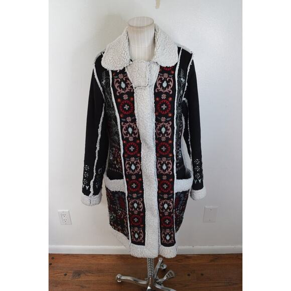Johnny Was Lori Faux Suede Sheral Small Jacket Black Floral Embroidered READ - Picture 1 of 12